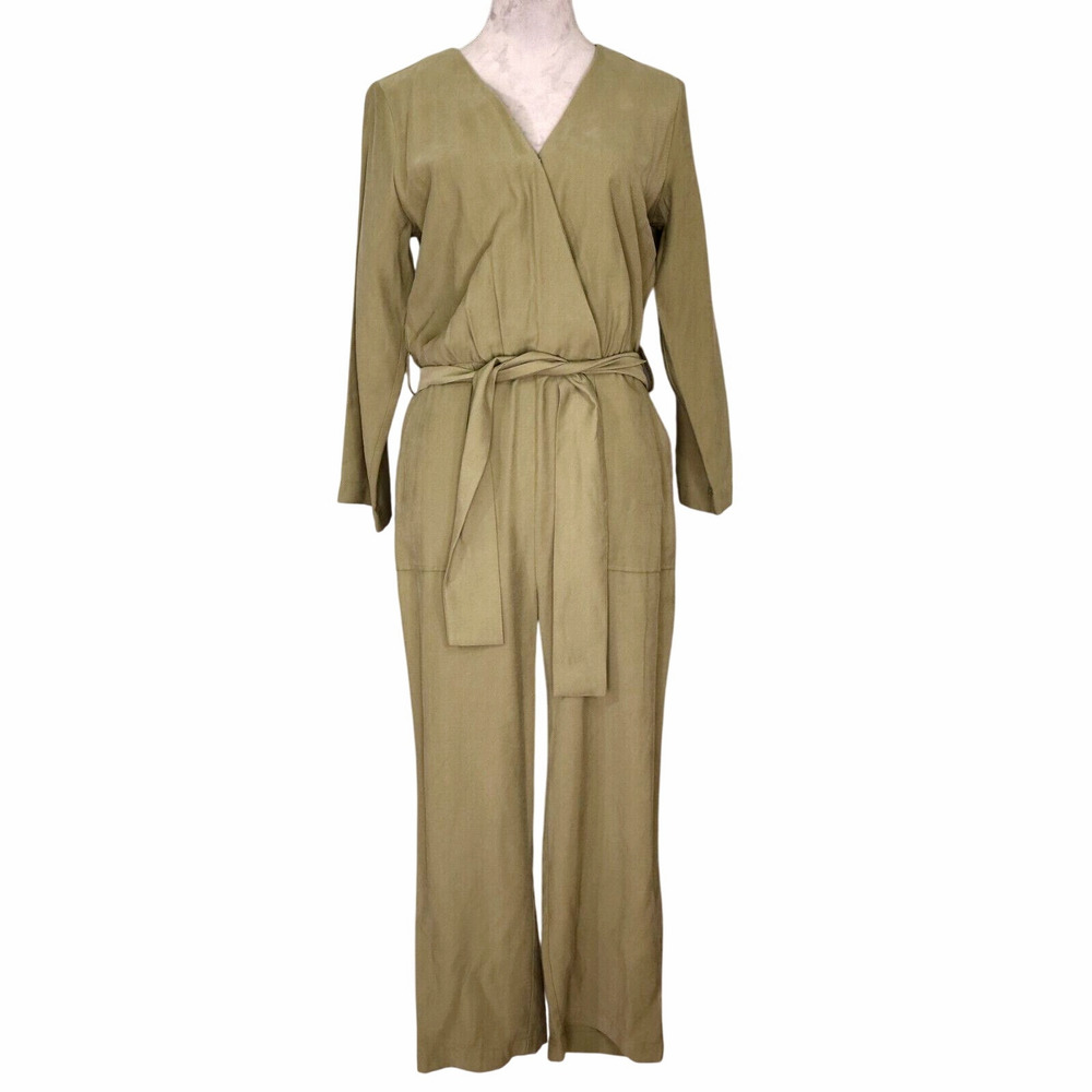 Elizabeth and James Jumpsuit Womens Small Green Faux Wrap Belt Boho Chic